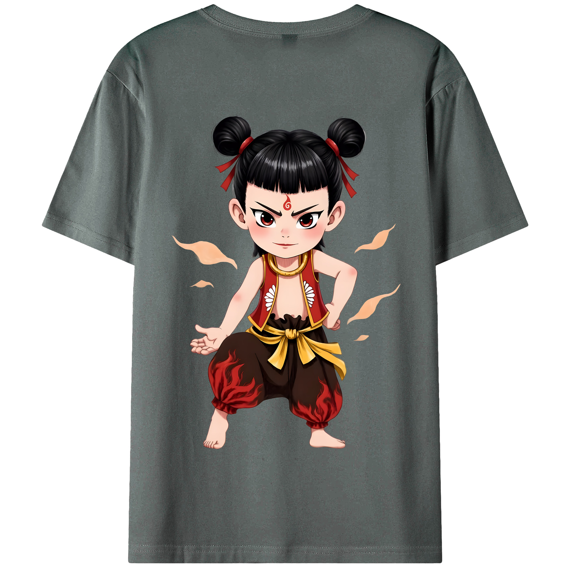 （画像用） Ne Zha 2 ナタ 魔童の大暴れ 綿100％半袖Tシャツ（背面プリント）